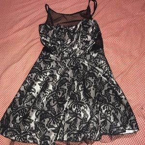 Silver and black lace mini dress!